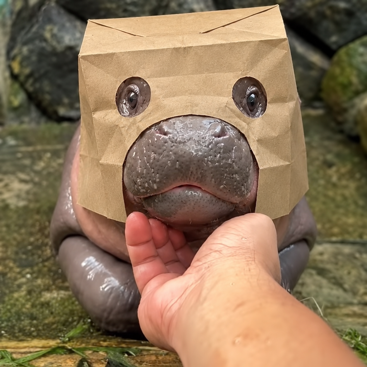 Anonymous Deng wearing his paper bag
